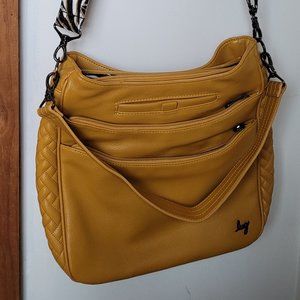 Lug Vegan Leather Cable Car Crossbody (amber yellow with zebra sand lining!)